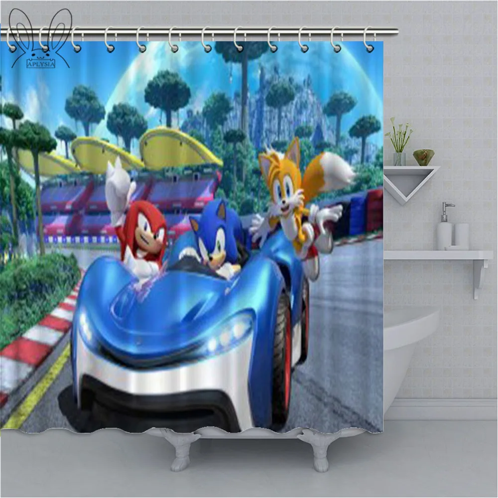 Aplysia Sonic Racing печатная 3D Водонепроницаемая занавеска для душа с крюком устойчивая к плесени занавеска для ванной домашний декор для ванной комнаты