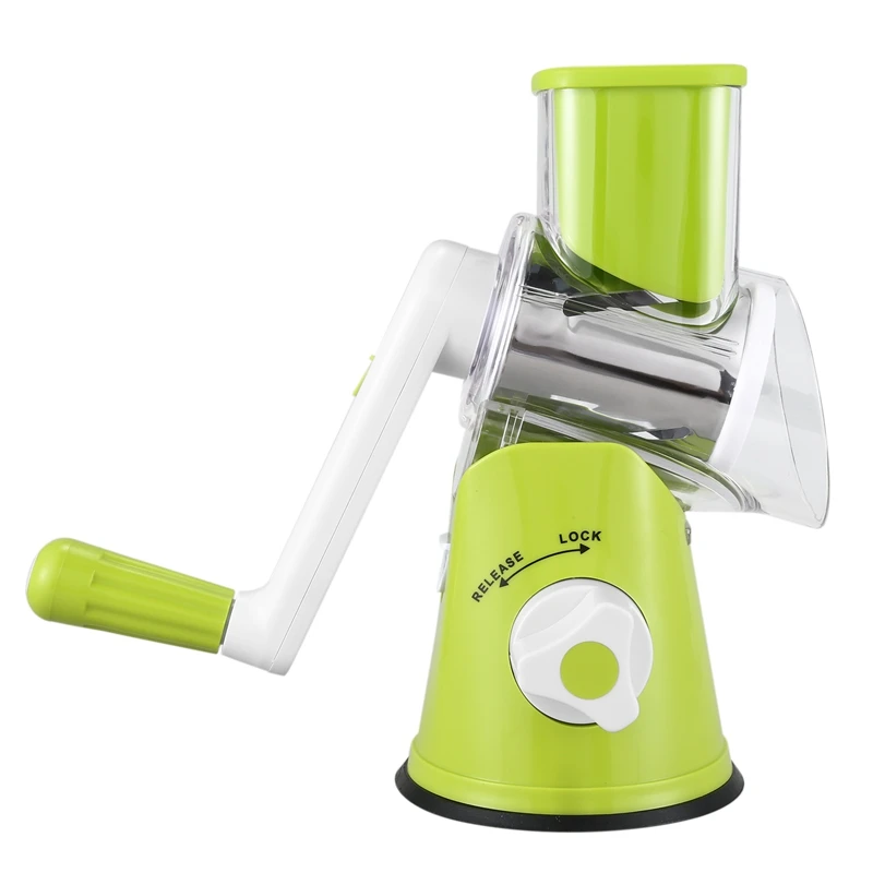 

Manual Speedy Rotared Vegetable Fruit Cheese Nut Slicer Cutter Shredder Grinder With 3 Interchangeable Round Stainless Steel Bla