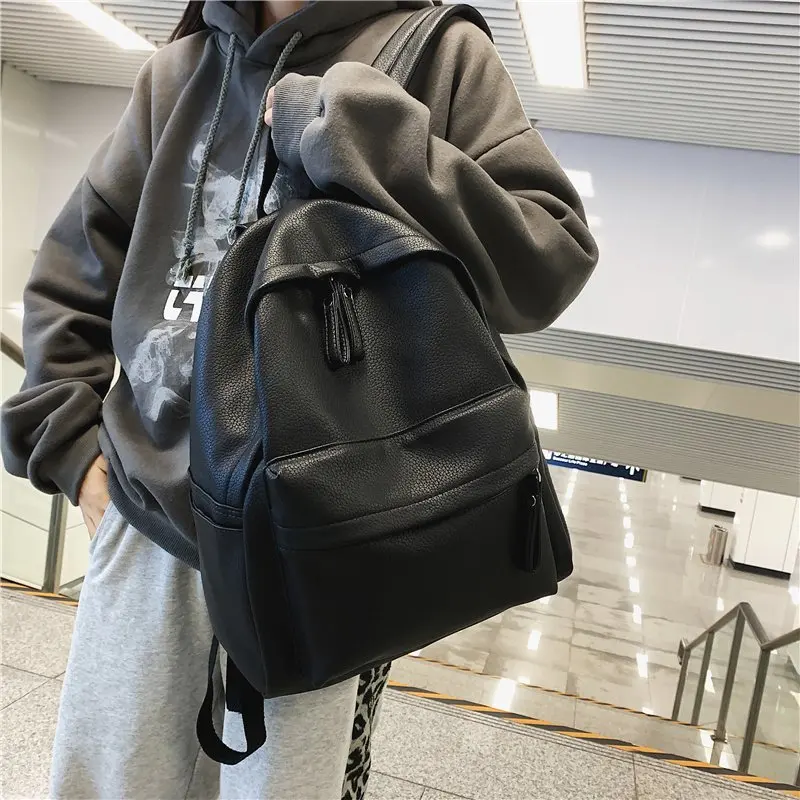 Women Backpack Mochilas Shoulder-Bags Solid-Color School Student for Female Leisure New