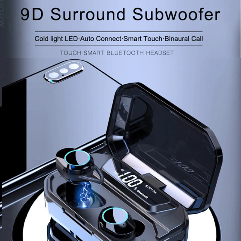 G02 TWS Earphone 9D Stereo Wireless Headphones IPX7 Waterproof Earphones Gaming Headsets Handsfree 3300mAh LED Smart Power Bank G02 TWS Earphone 9D Stereo Wireless Headphones IPX7 Waterproof Earphones Gaming Headsets Handsfree 3300mAh LED Smart Power Bank