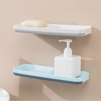 

2 Grid Suction Cup Soap Dish Holder Wall Mounted Draining Soap Holder Double Layers Soap Container Shower Bathroom Storage Case