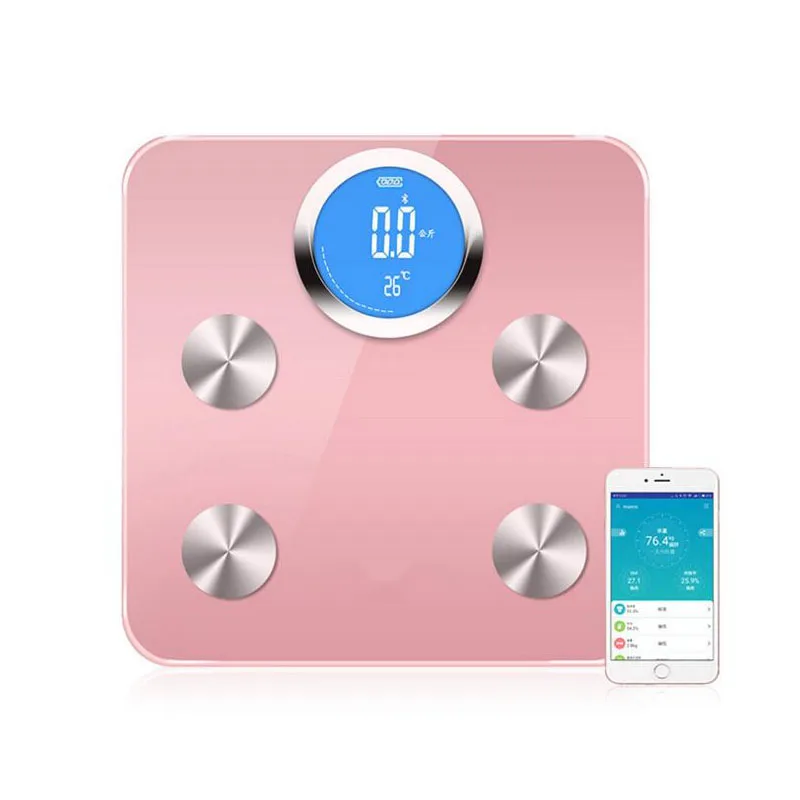 Смарт Bluetooth приложение человеческого тела Жир весы бытовой здоровья в форме BMI весы ЖК большой круглый дисплей Электронные весы