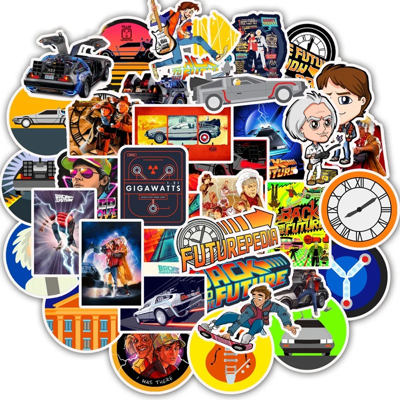 

50Pcs Classic Movie Back To The Future Explosions Stickers Suitcases Motorcycle Trolley Case Notebook Guitar Waterproof Stickers