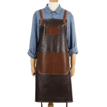 

Adjustable PU Leather Strap Apron for Women Men BBQ Senior Cafe Work Apron Cooking Barber Kitchen