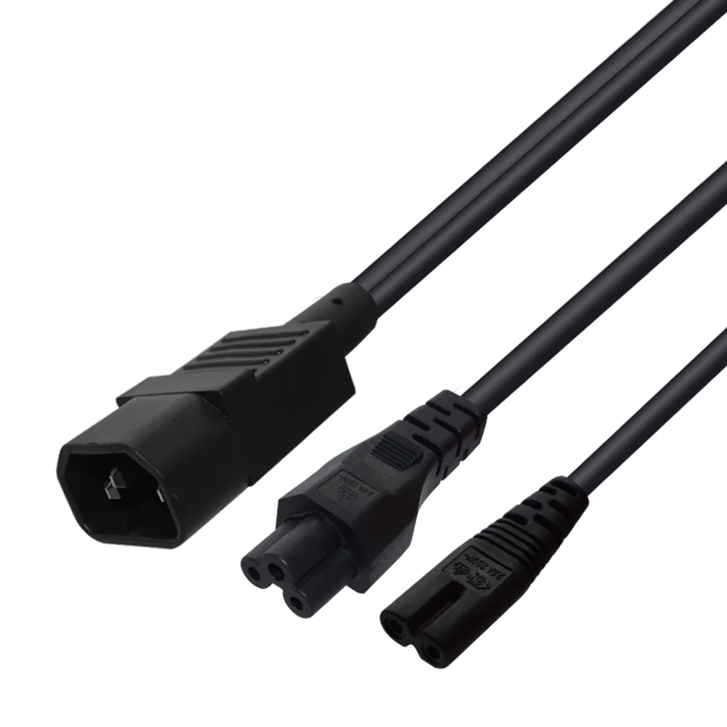 Black-0.3M-1FT IEC320 C14 к C5+ C7 один в два кабель адаптера переменного тока, C14 штекер к Микки Маус гнездо и Рисунок 8 разъем кабель питания - Цвет: Black-0.3M-1FT