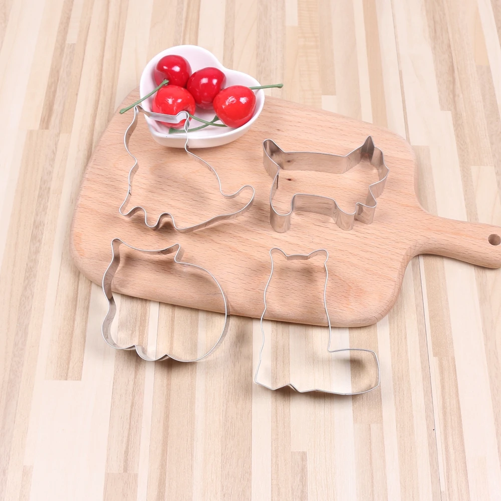 4 стиля металлический мультфильм Кот формочка для печенья Форма Крест Форма DIY помадка Сахарное печенье 3D форма для выпечки формы для торта