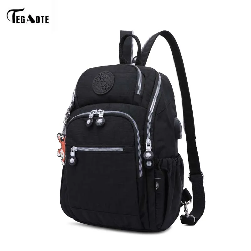 

TEGAOTE New Design Women Backpack Bags Fashion Mini Bag With Monkey Chain Nylon School Bag for Teenage Girls Women Shoulder Bags