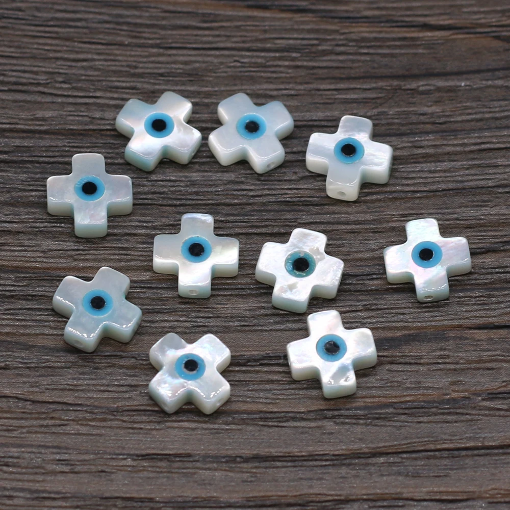 4 Stück natürliche Muschel blau griechisches Auge böser Blick Perlmutt Perlen Charms für DIY Schmuckherstellung Halskette Armband Zubehör – Detail 15