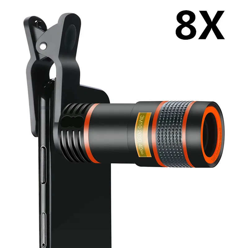8X Универсальный зажим 8X 12X 18X 20X 36X зум сотовый телефон телескоп объектив Внешний объектив для смартфонов для iPhone samsung huawei mi - Цвет: 8X