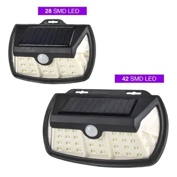 

LumiParty 28-42 LED Outdoor Solar Wall Lamp Motion Sensor Waterproof 3 Sided Light for Yard Garden Lighting