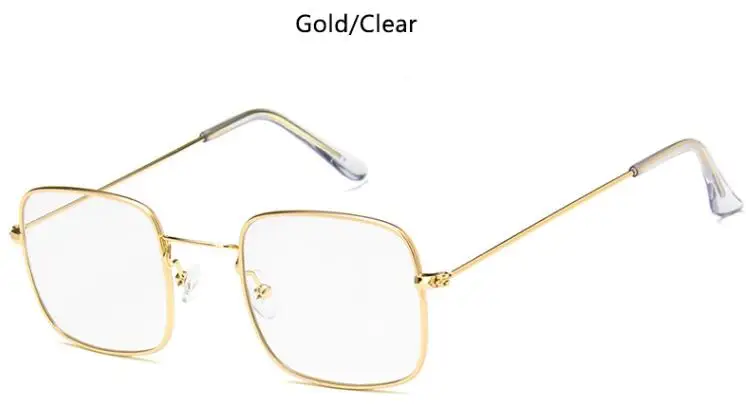 gold clear Мужские модные желтые солнцезащитные очки с металлическими прозрачными линзами, маленькая оправа, солнцезащитные очки для женщин, Винтажные Солнцезащитные очки с квадратной оправой, Oculos de sol - Цвет линз: gold clear