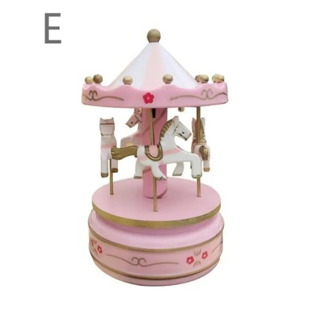 Merry-go-круглые музыкальные шкатулки Геометрическая музыка украшение детской комнаты подарки унисекс Деревянная Рождественская лошадь карусель декоративная коробочка