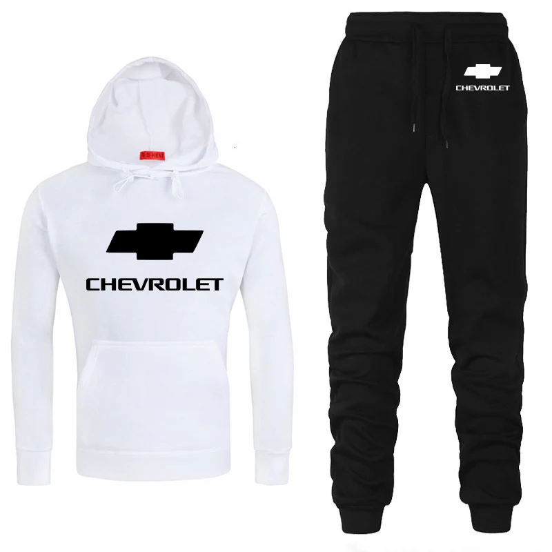 Мужская толстовка с капюшоном с логотипом Chevrolet, унисекс, модная Толстовка в стиле хип-хоп, Харадзюку, Повседневная флисовая толстовка с капюшоном и штанами, комплект из 2 предметов