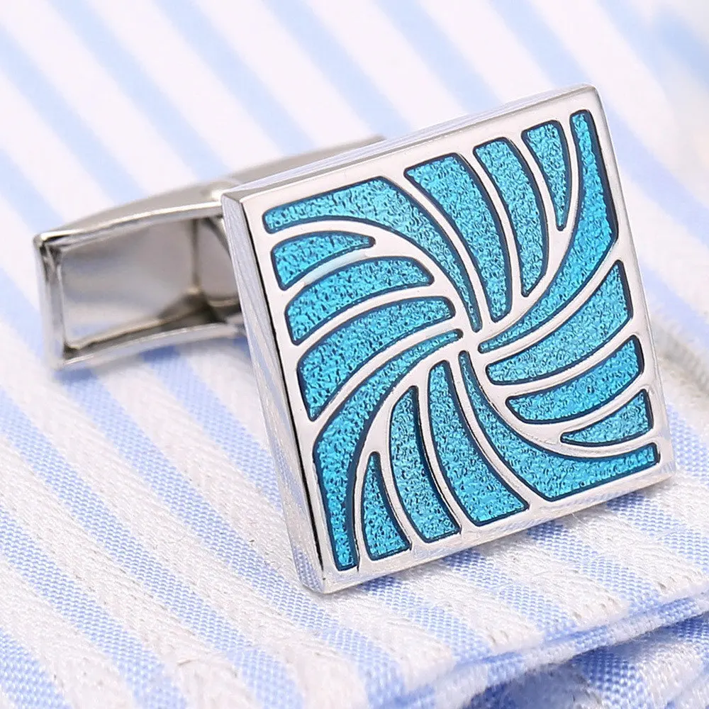 VAGULA Cufflinks Blue Enamel Gemelos Perfect Button Men Jewelry 145