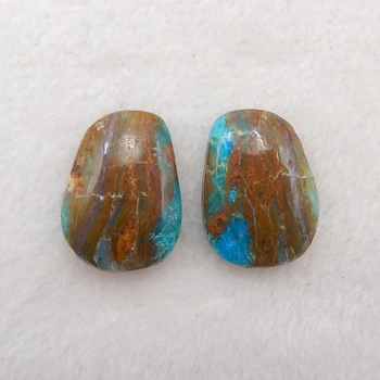 

Wholesale gemstone 2 PCS Natural Blue Opal fashion jewelry Earring necklace Cabochons 21x15x6mm，4.7g