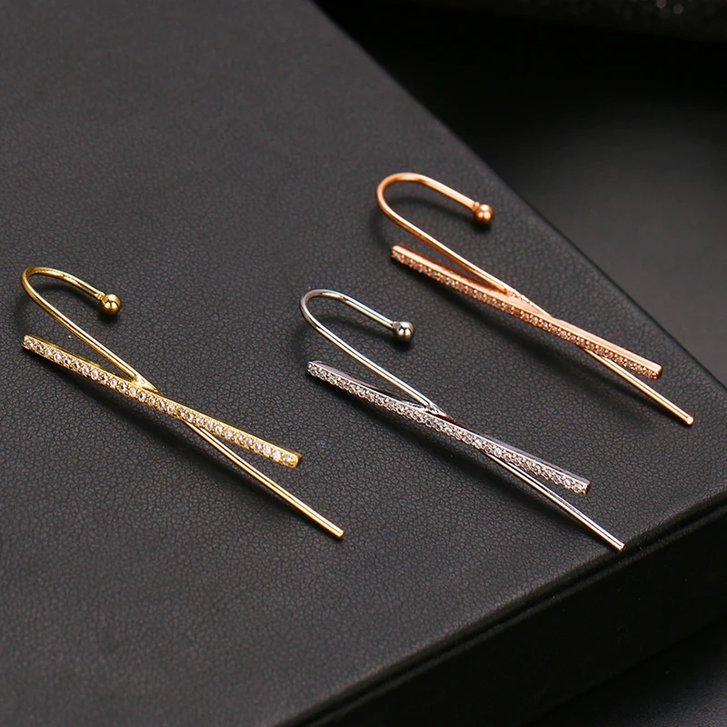 Простая нить булавка для ушей корейские манжеты серьги без пирсинга клипсы