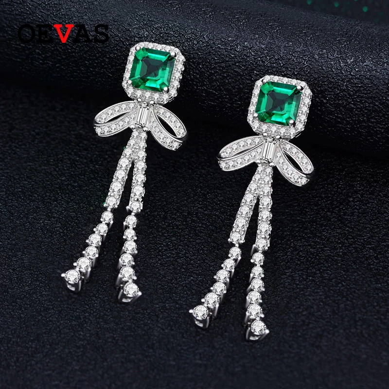 

OEVAS 100% 925 Sterling Silver Lab Grown Emerald Sparkling High Carbon Diamonds Created Moissanite Wedding Party Fine Jewelry