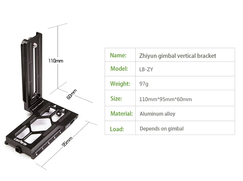 Lanparte быстроразъемный L кронштейн для Zhiyun Crane 3, 2, Weebills Gimbal аксессуары