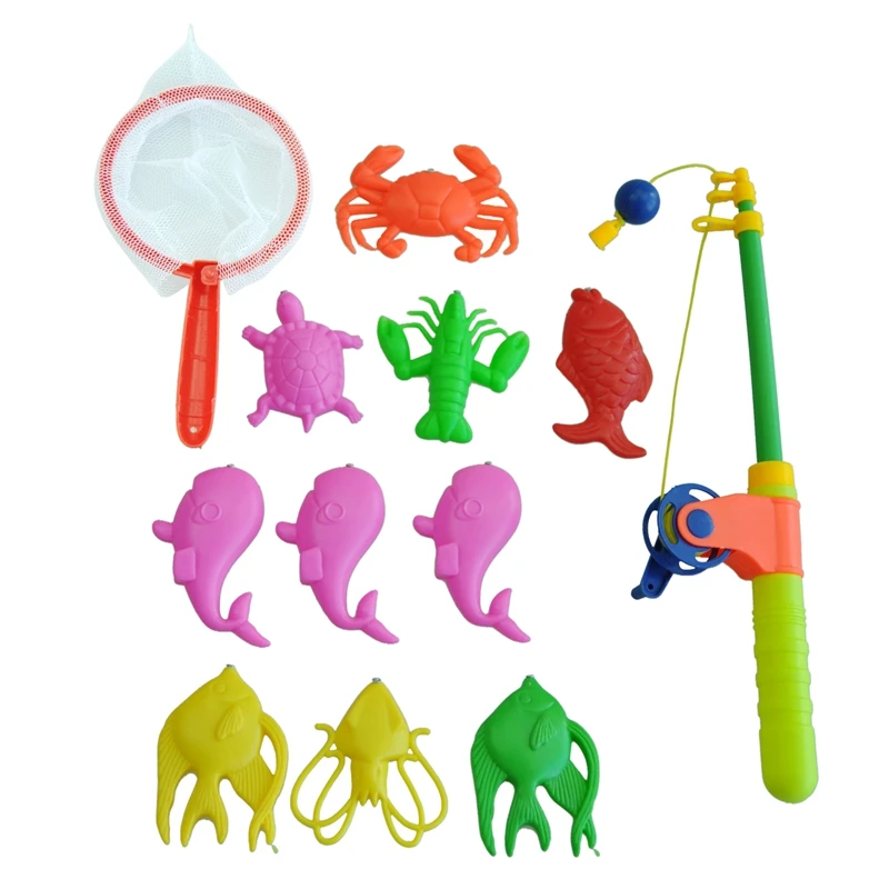 

netic Fishing Toy Rod Model Net 10 Fish Kid Children Baby Bath Time Fun Game