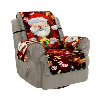 

DIY Christmas Print Couch Cover Sofa Protector Santa Claus Printed Sofa Couch Slipcovers Dust Proof Sofa Cover For Living Room