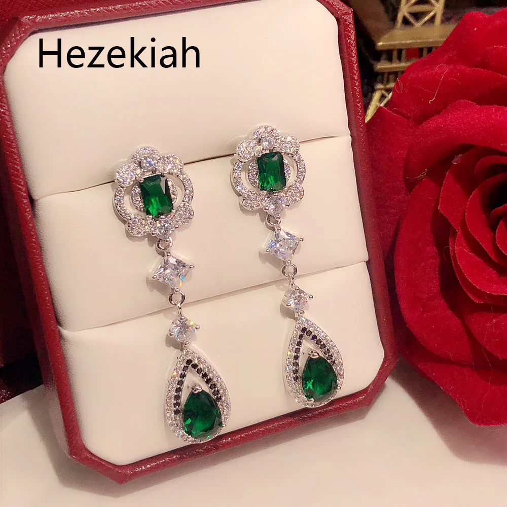 Hezekiah S925 серебряные серьги,, Индивидуальные Зеленые женские серьги для танцев, вечерние серьги высшего качества для женщин