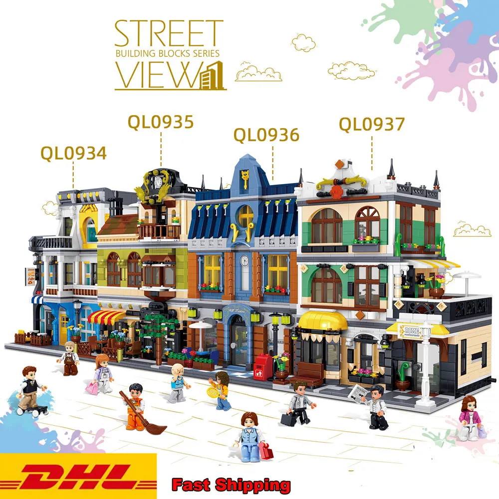 

MOC City Streetview Series Bricks Cafe Shop Restaurant Compatible with legoyls Creator Building Blocks Bricks Toys children Gift