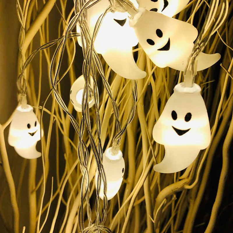 Ghost-warmlight QYJSD Хэллоуин Декор 30LED гирлянда милый Призрак Огни в форме черепа наружная гирлянда для Хэллоуина сказочная Рождественская елка украшение - Испускаемый цвет: Ghost-warmlight
