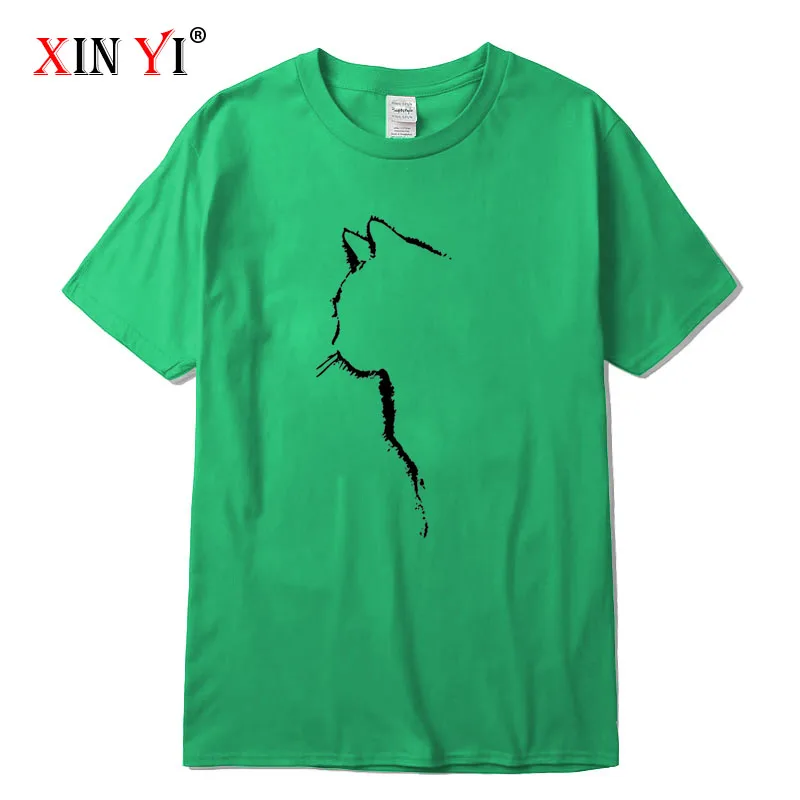 XINYI Men's T-shirt Top Quality 100% cotton short sleeve cool cat print casual loose men t shirt o-neck t-shirt men tee shirts