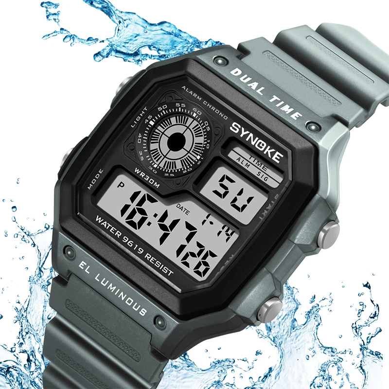 SYNOKE Military Sports Watch Shock Digital Watch LED Men Clocks Relojes Deportivos Waterproof Luminous Alarm Clock Male 2019 1