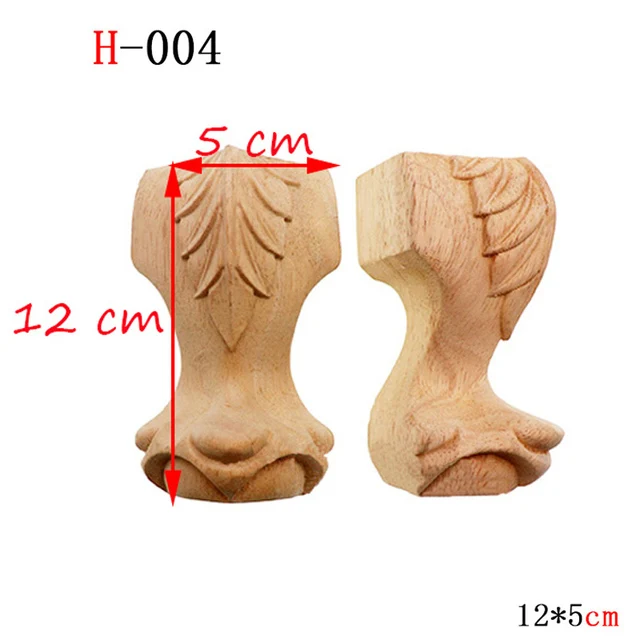 1pcs Furniture With Solid Wood Legs Carving Flower Sofa Seat TV Cabinet Feet, No Paint Drop Ship，Furniture Feet Replace H-004 12x5cm