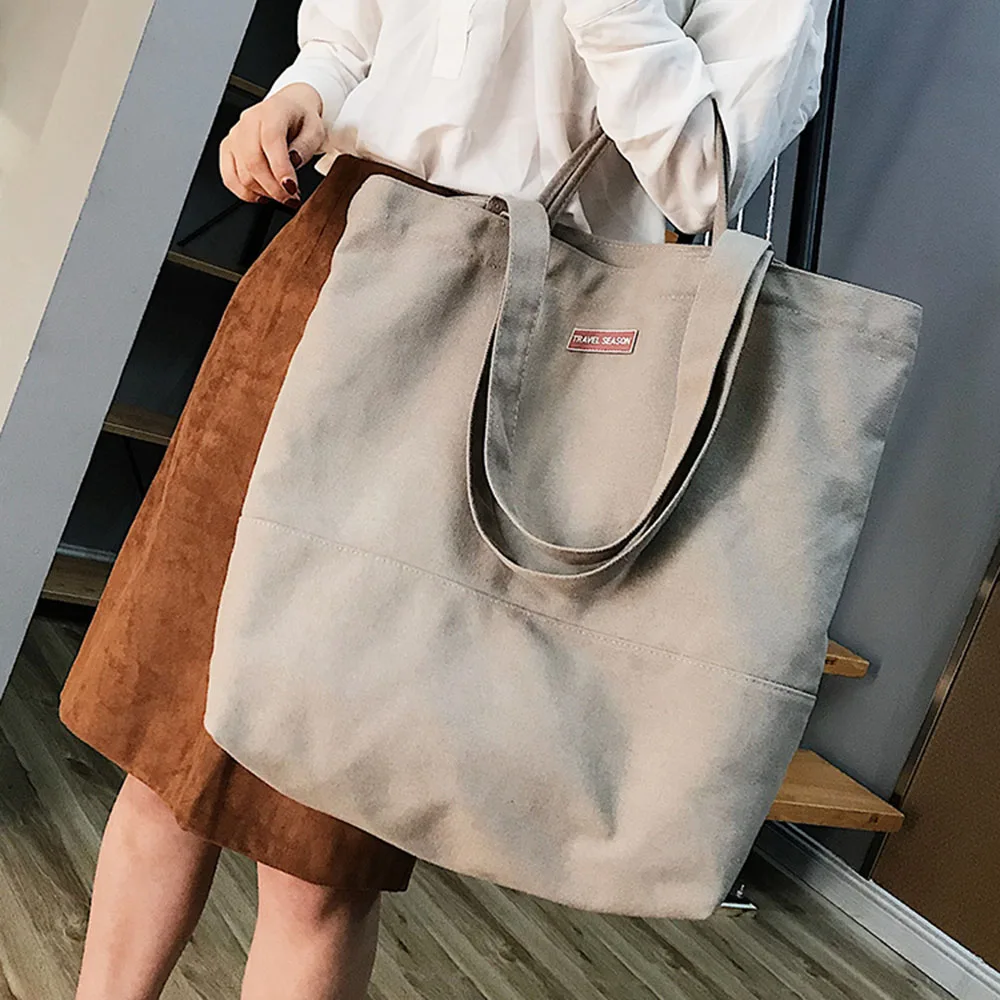 Handbag Female Canvas Shoulder Korean Student Lazy Canvas Bag Harajuku Large Capacity Shopping Bag