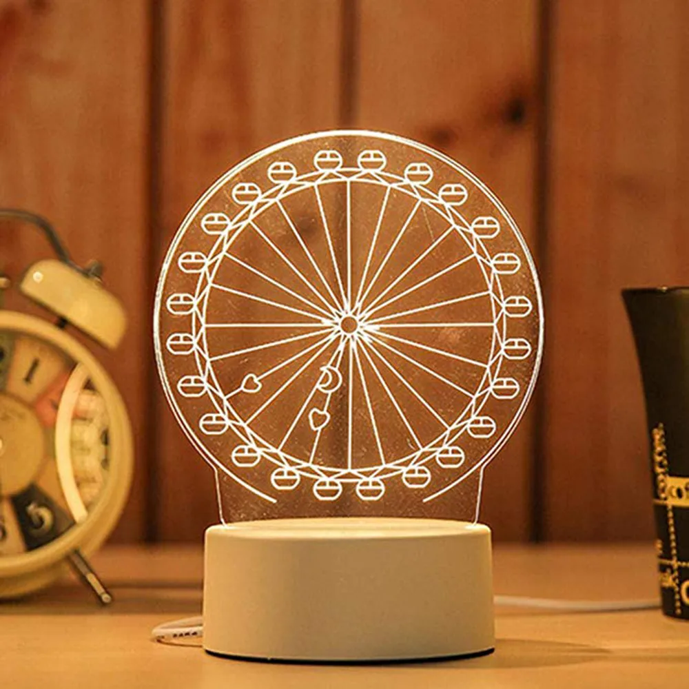 Акриловый ночник в форме совы 3D светодиодный светильник с USB для стола спальни