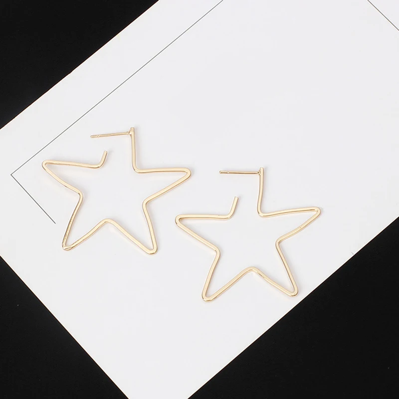 Новинка, модные женские серьги с медными звездами Aretes Aros, женские корейские серьги, аксессуары, кольца с пентаграммой, Гипербола