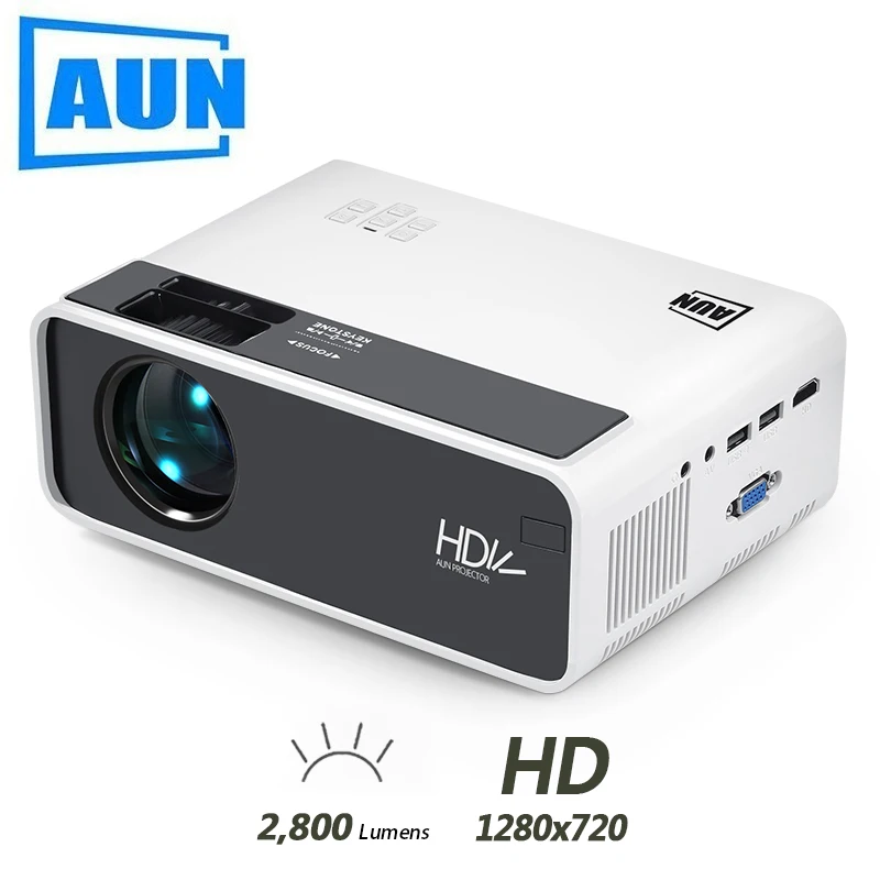 AUN MINI Projector D60 2800 Lumens 1280x720P LED Proyector for 1080P Home Cinema Optional D60S Android WIFI 3D Video Beamer.
