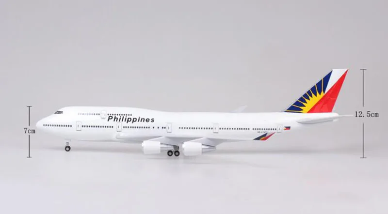 47 см модель Boeing 747 B747 модель самолета филиппинские авиалинии модель авиарамы W шасси и светильник игрушки самолет сувенир самолет подарок