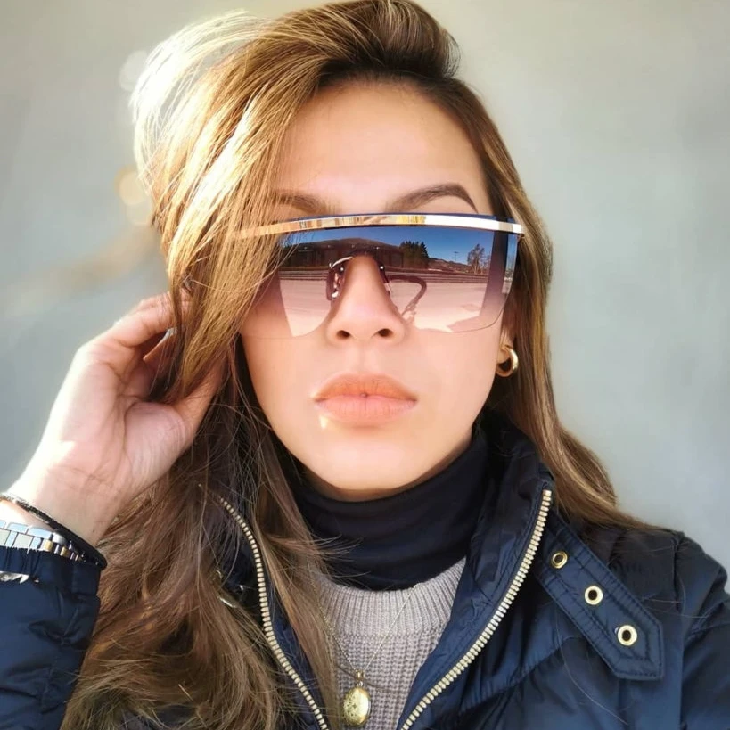 Коричневые градиентные солнцезащитные очки с большой оправой женские и мужские