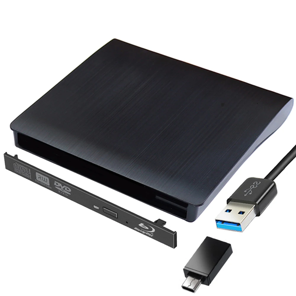 Caja de disco óptico externo de 9,0/9,5/12,7mm, caja tipo C + USB 3,0 SATA de alta velocidad para Macbook, PC, portátil, Blu-Ray, CD/DVD-ROM