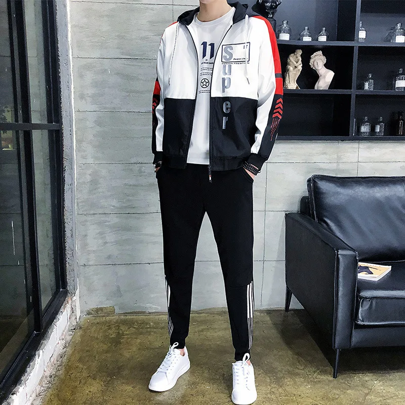 

Multi--Spring And Autumn Jacket MEN'S Suit Korean-style Trend Handsome Two-Piece Set New Style MEN'S Coat Smooth Not Balling up