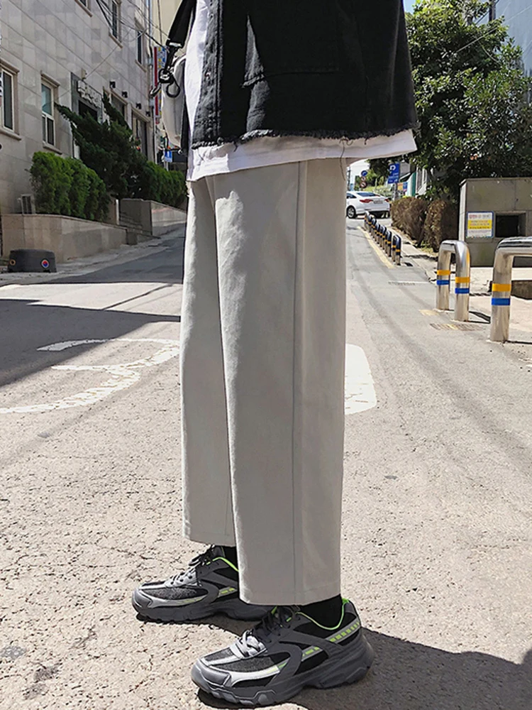 EWQ / loose letter printing Pants for Male casual wide leg pants autumn winternew fashionTrousers Tide 19H-a13