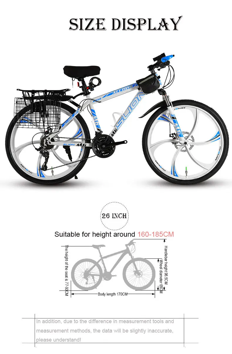 Flash Deal 26 Inch Mountain Bike Variable Speed Shock Absorption Double Disc Brakes Off-road Racing Student Adult 0