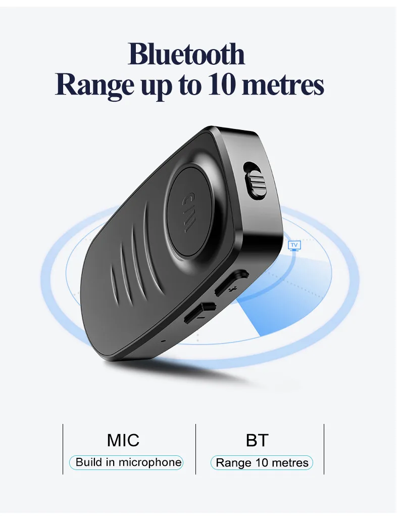 Портативный 5,0 Bluetooth Бесконтактный для музыки беспроводной аудиоресивер Bluetooth вспомогательный приемник адаптер Bluetooth громкой связи автомобильный комплект