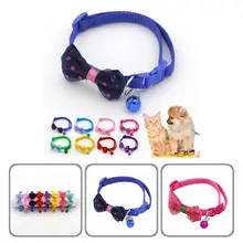 

Lovely Cat Collar Wave Dot Pattern Durable Puppy Kitten Collar Bows with Bell Pet Bow Collar Pet Collar