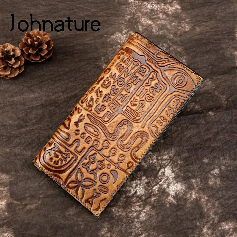 

Johnature Retro Long Luxury Women Wallet 2022 New Genuine Leather Handmade Embossing Real Cowhide Purses Wallet Card Holder
