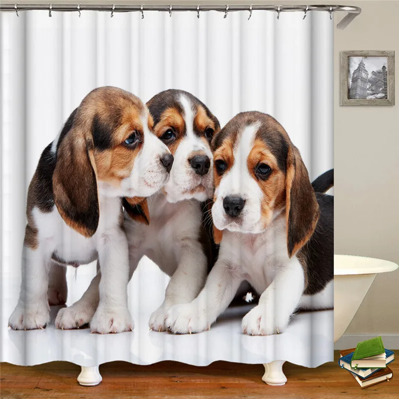 

Printed dog 3d shower curtain waterproof polyester fabric washable bathroom shower curtain