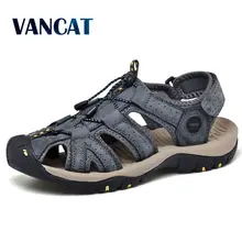2020 New Fashion Men's Sandals Summer Soft Beach Flip Flop Comfortable Genuine Leather Sandals Outdoor Men Roman Sandals Size 49