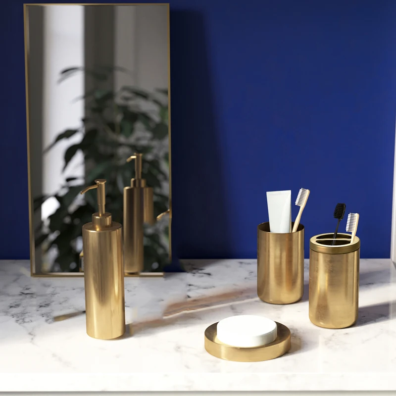 Light luxury stainless steel bathroom supplies wash set bathroom toothbrush cup creative high-end series home hotel decoration
