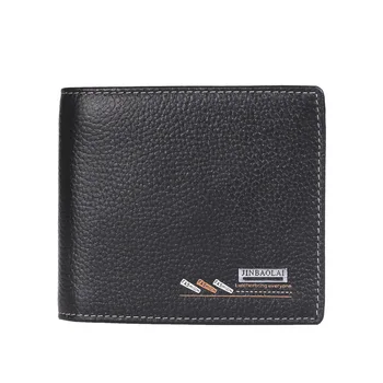 

Wallet Short Leather Horizontal Cowhide with Men's Wallet Lychee Pattern Leisure Vertical Ticket Holder