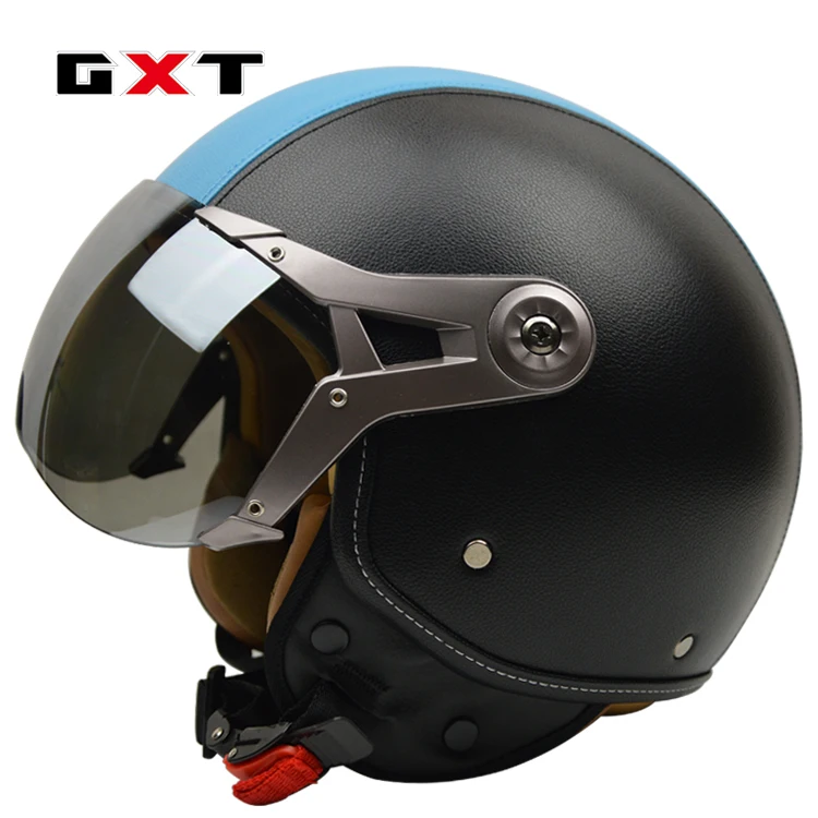 GXT мотоциклетные винтажные шлемы ретро Половина лица Casco мотокросс шлем скутер casco motocicleta кожаный шлем для Harley - Цвет: 1