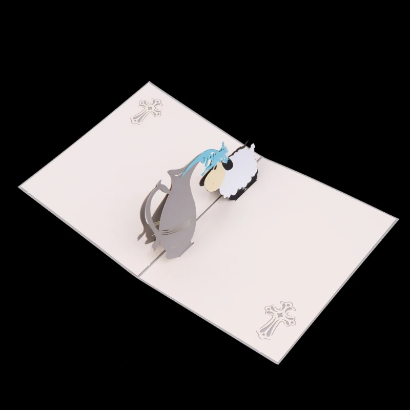 Ручной работы 3D всплывающие поздравительные открытки крещение Baby Shower Рождественский подарок на праздник D08D