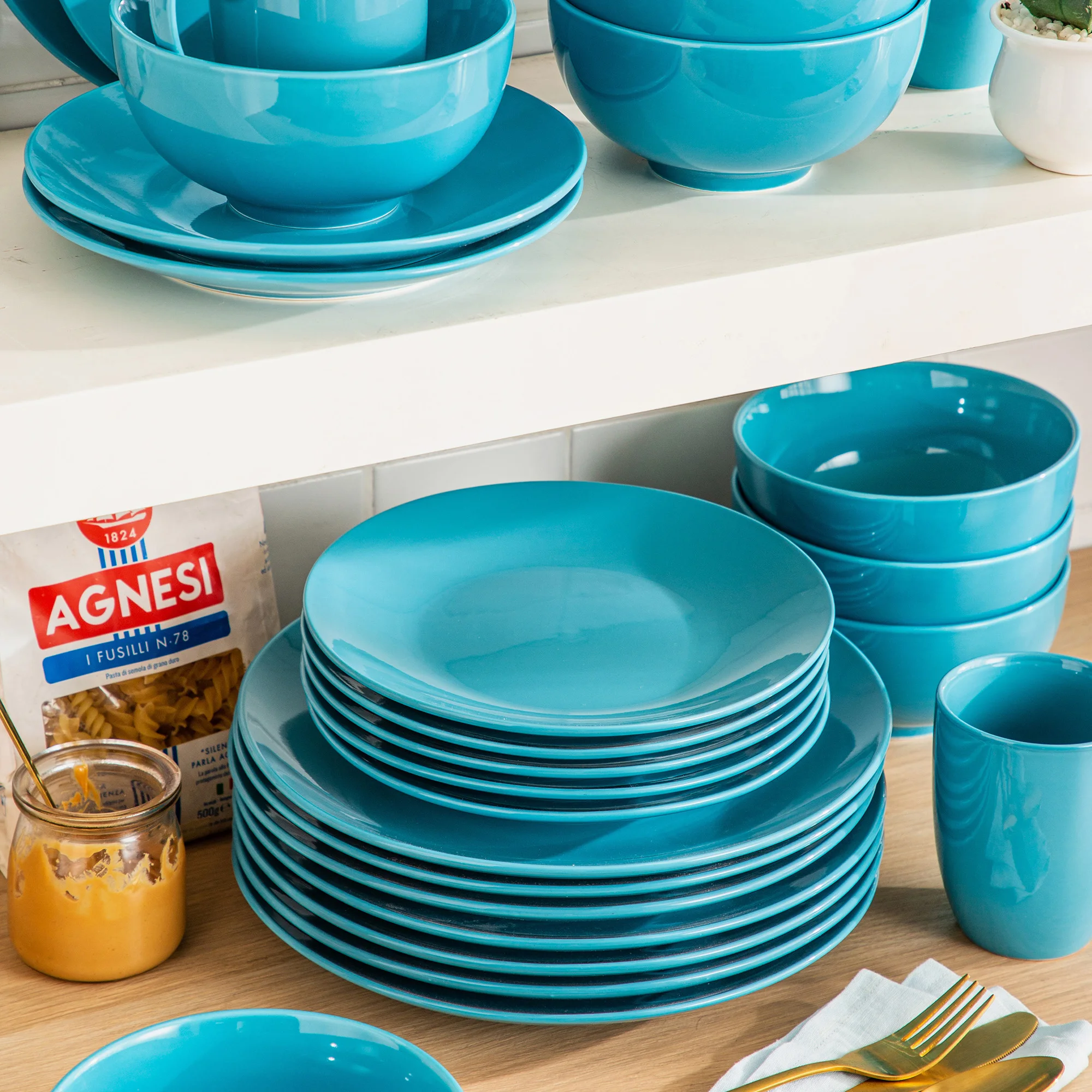 Ensemble de vaisselle en porcelaine  Ensemble de vaisselle en  céramique-16/32/48 pièces bleu-Aliexpress